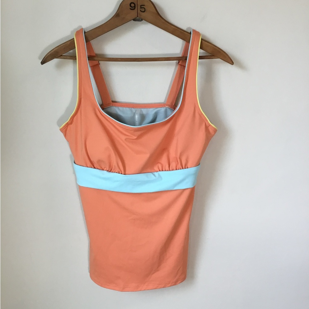 Lands' End Aqua and Orange Tankini Swimsuit top‎
